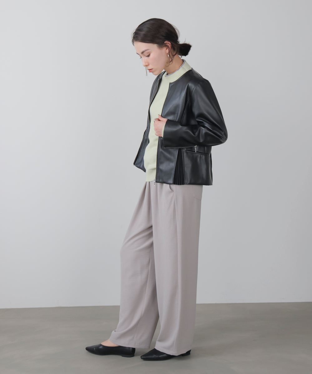 ペプラムフェイクレザージャケット