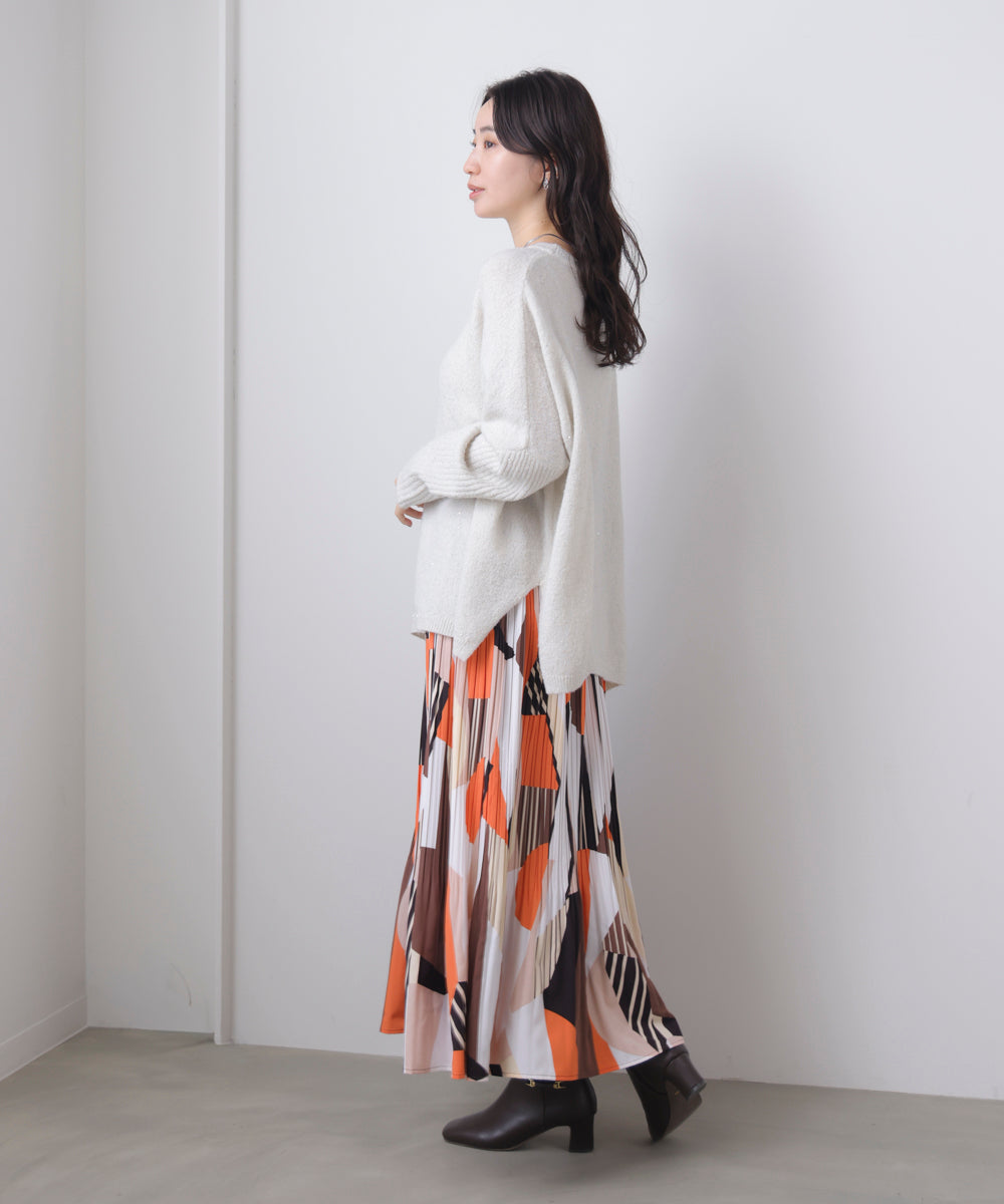 幾何柄プリーツスカート