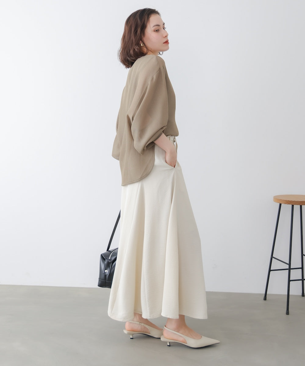 麻ライクポイントベルトパンツ