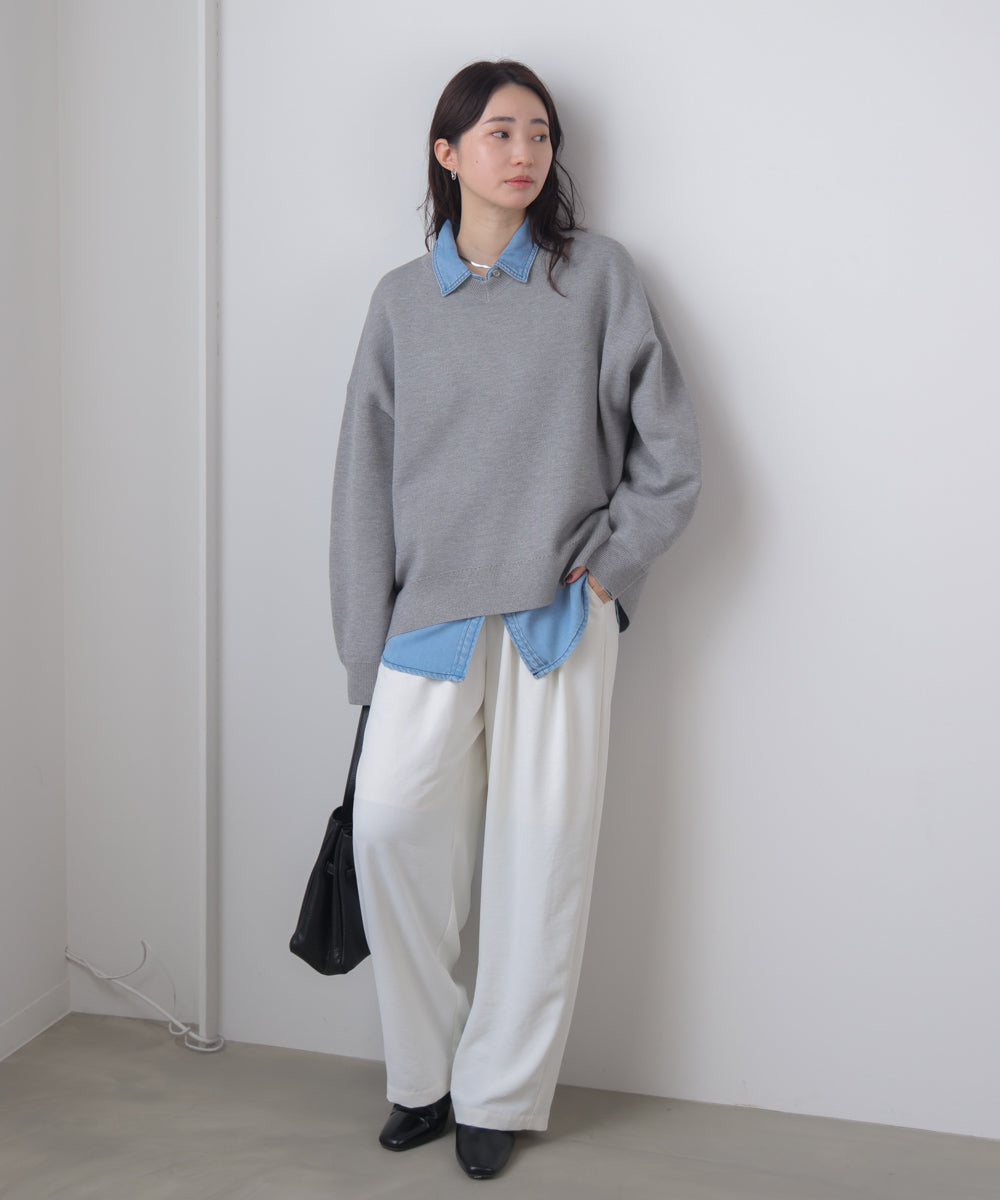 ラメスウエットライクニットプルオーバー