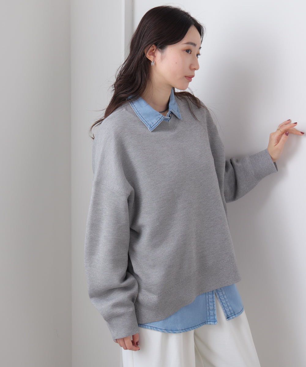 ラメスウエットライクニットプルオーバー