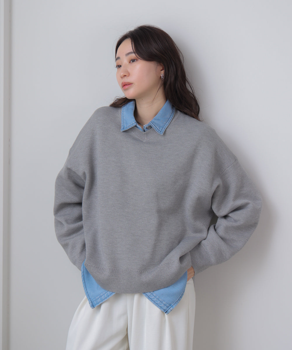 ラメスウエットライクニットプルオーバー