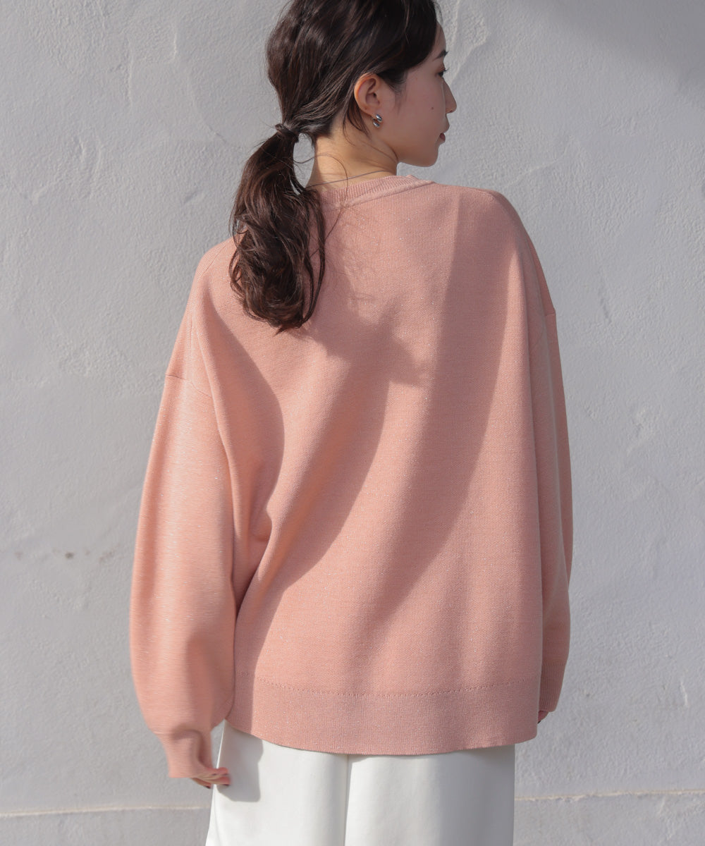 ラメスウエットライクニットプルオーバー