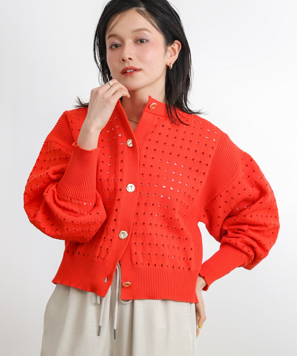 前後2WAY軽量メッシュ編カーディガン