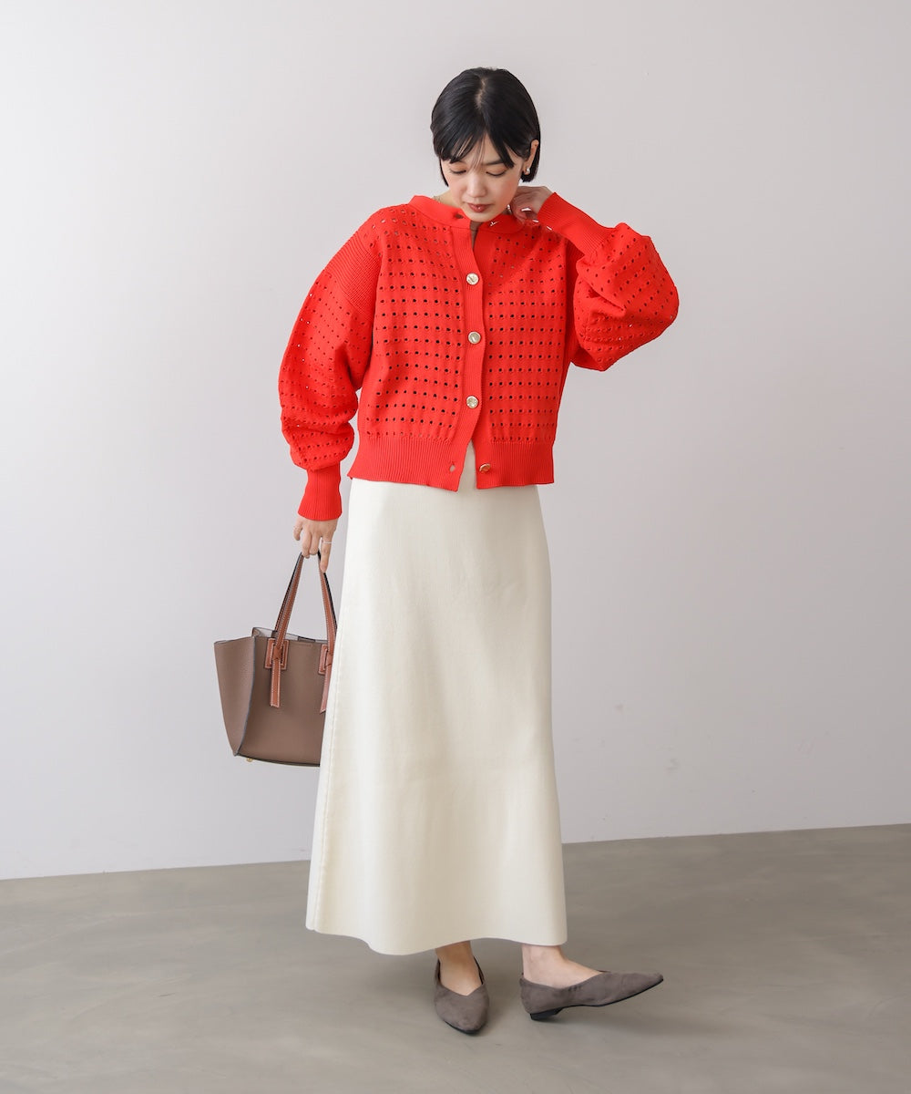 前後2WAY軽量メッシュ編カーディガン