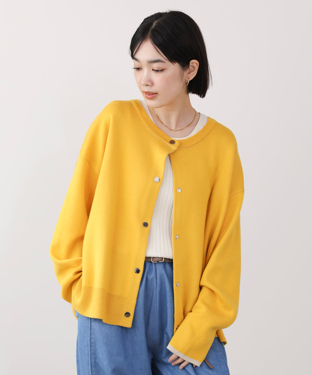 ダブルフェイス配色ニットカーディガン