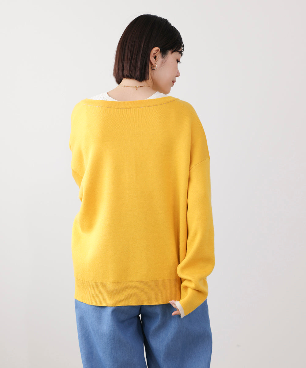 ダブルフェイス配色ニットカーディガン