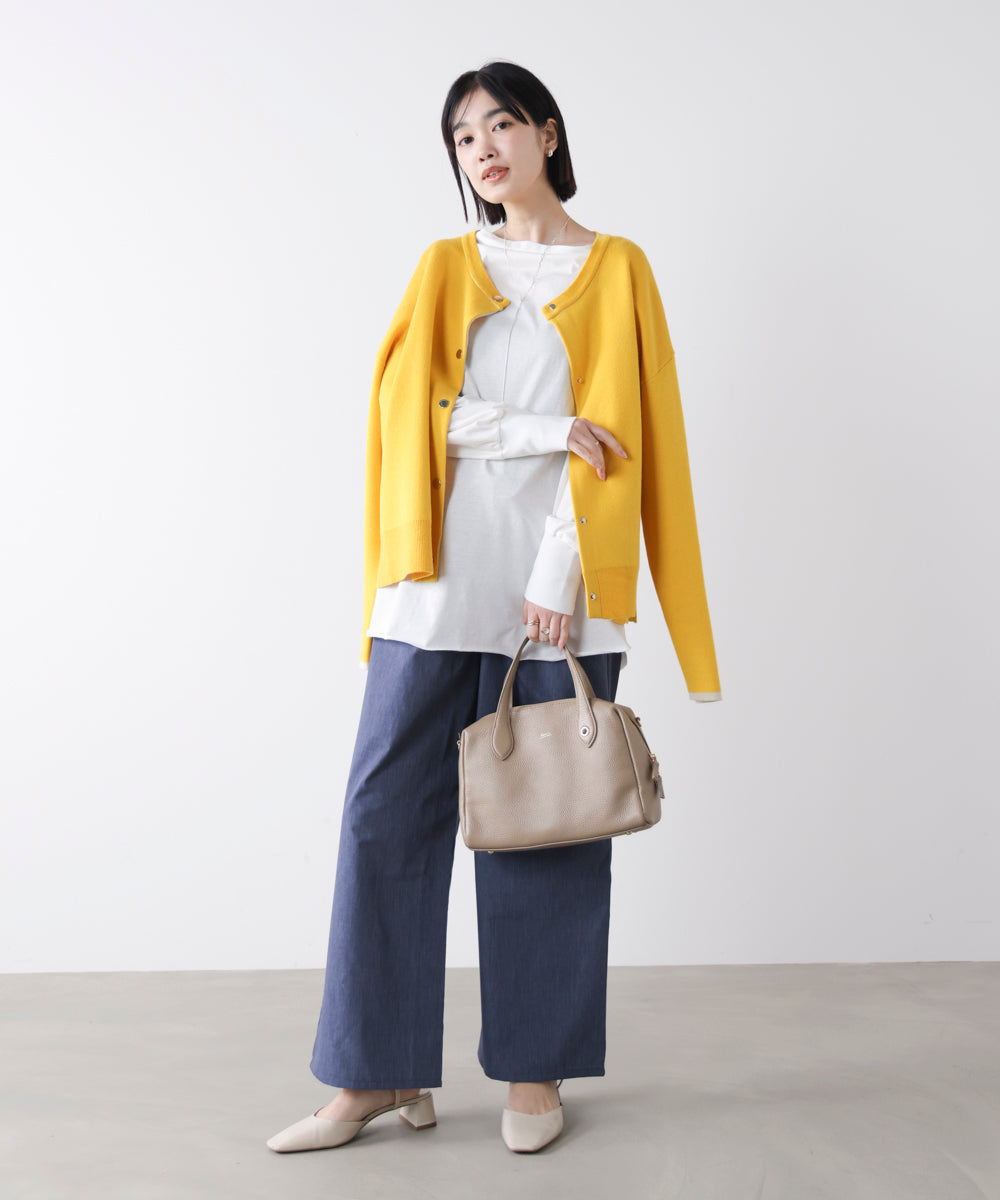 ダブルフェイス配色ニットカーディガン