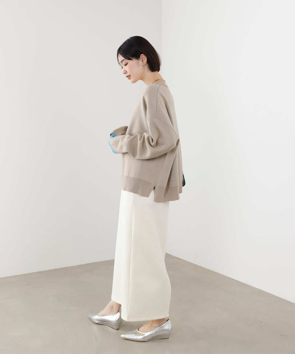 ダブルフェイス配色ニットカーディガン