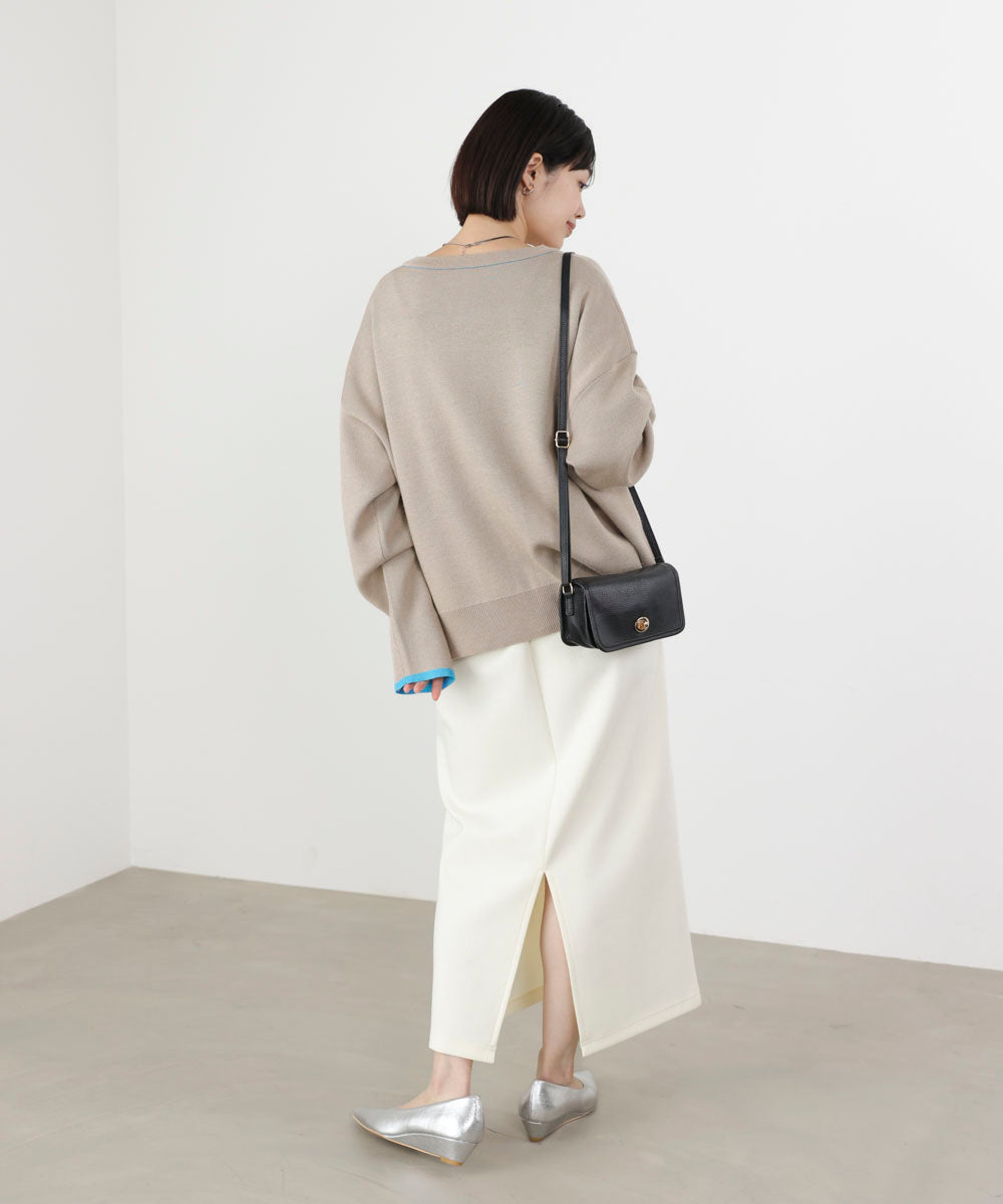 ダブルフェイス配色ニットカーディガン