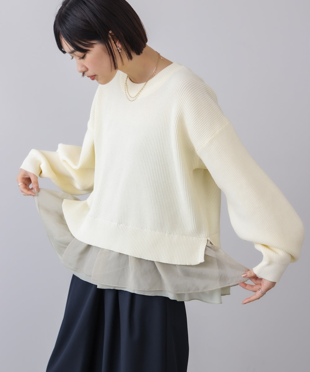 【WEB限定】軽量レイヤードニットプルオーバー