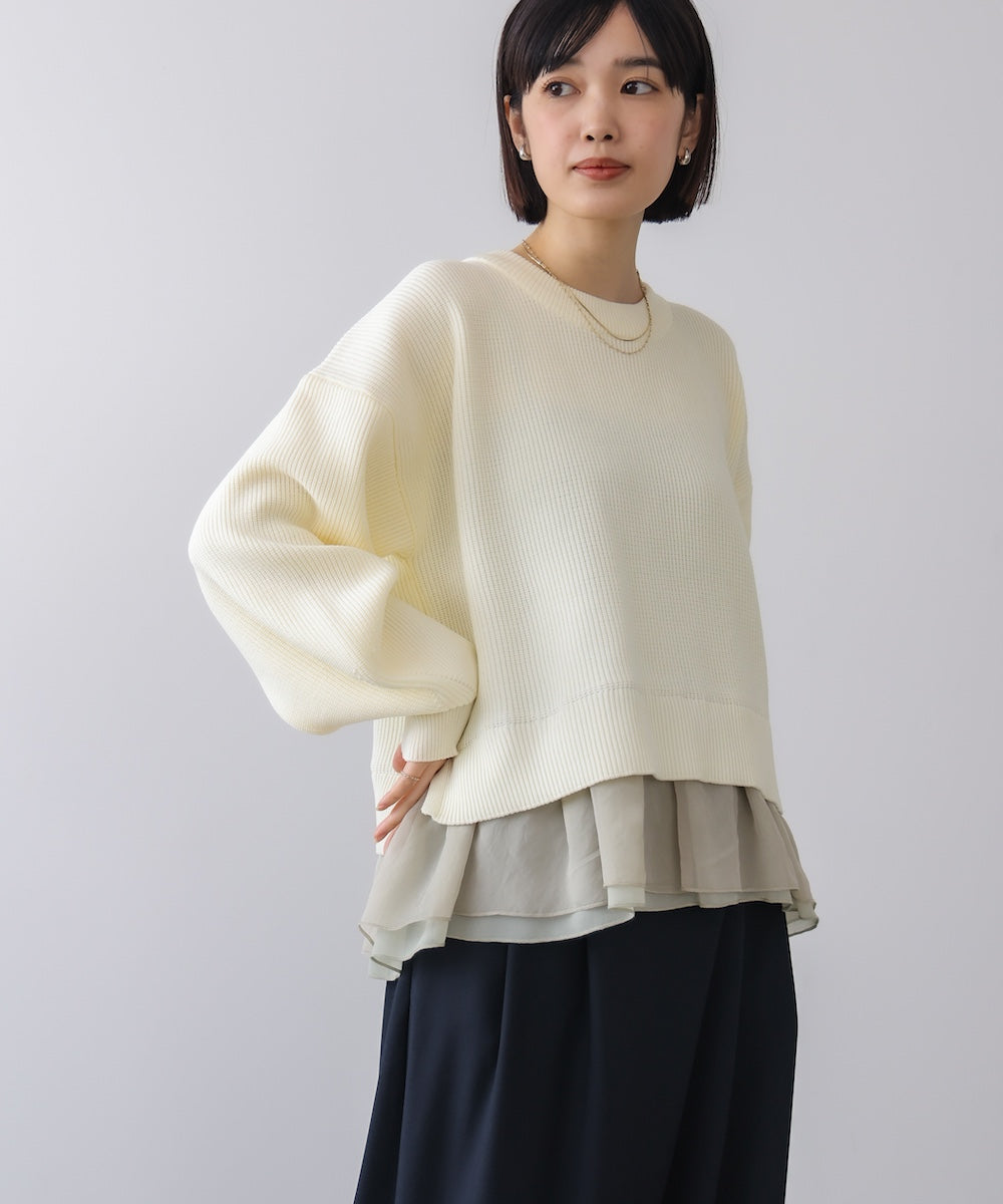 【WEB限定】軽量レイヤードニットプルオーバー
