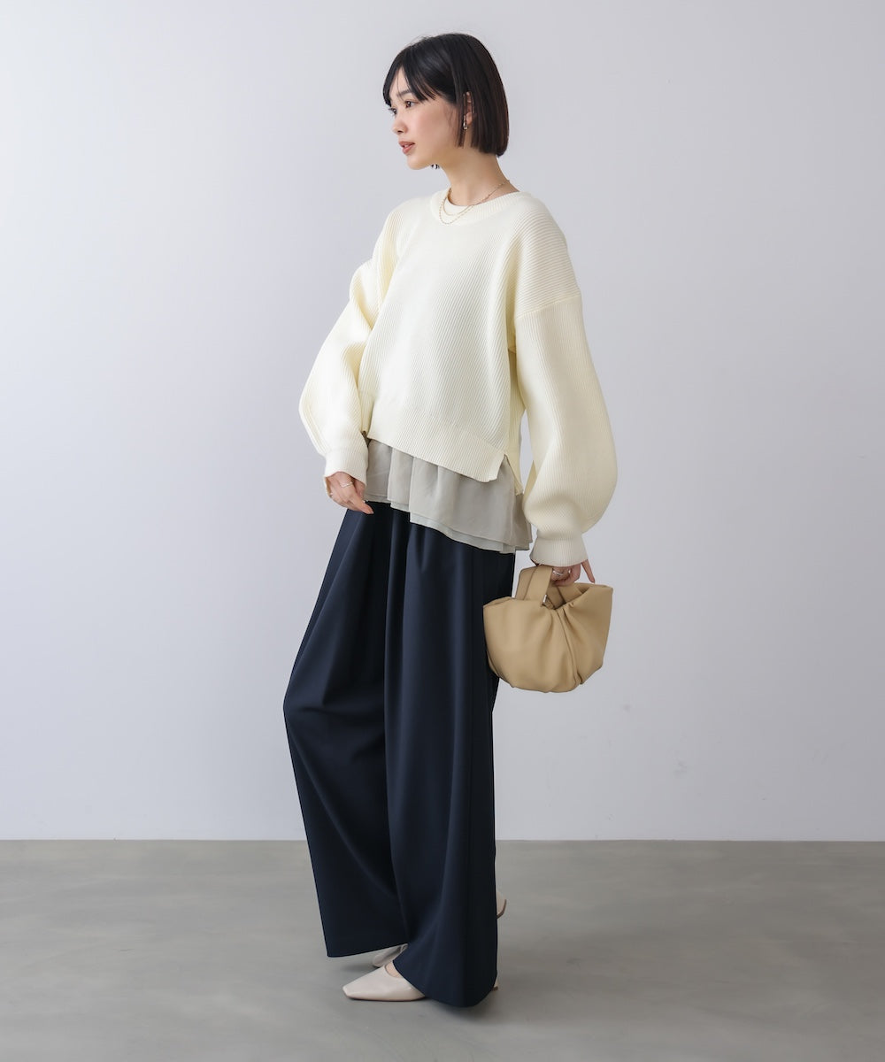 【WEB限定】軽量レイヤードニットプルオーバー