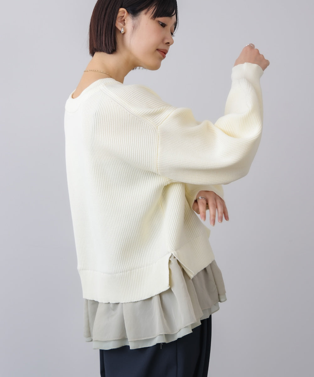 【WEB限定】軽量レイヤードニットプルオーバー