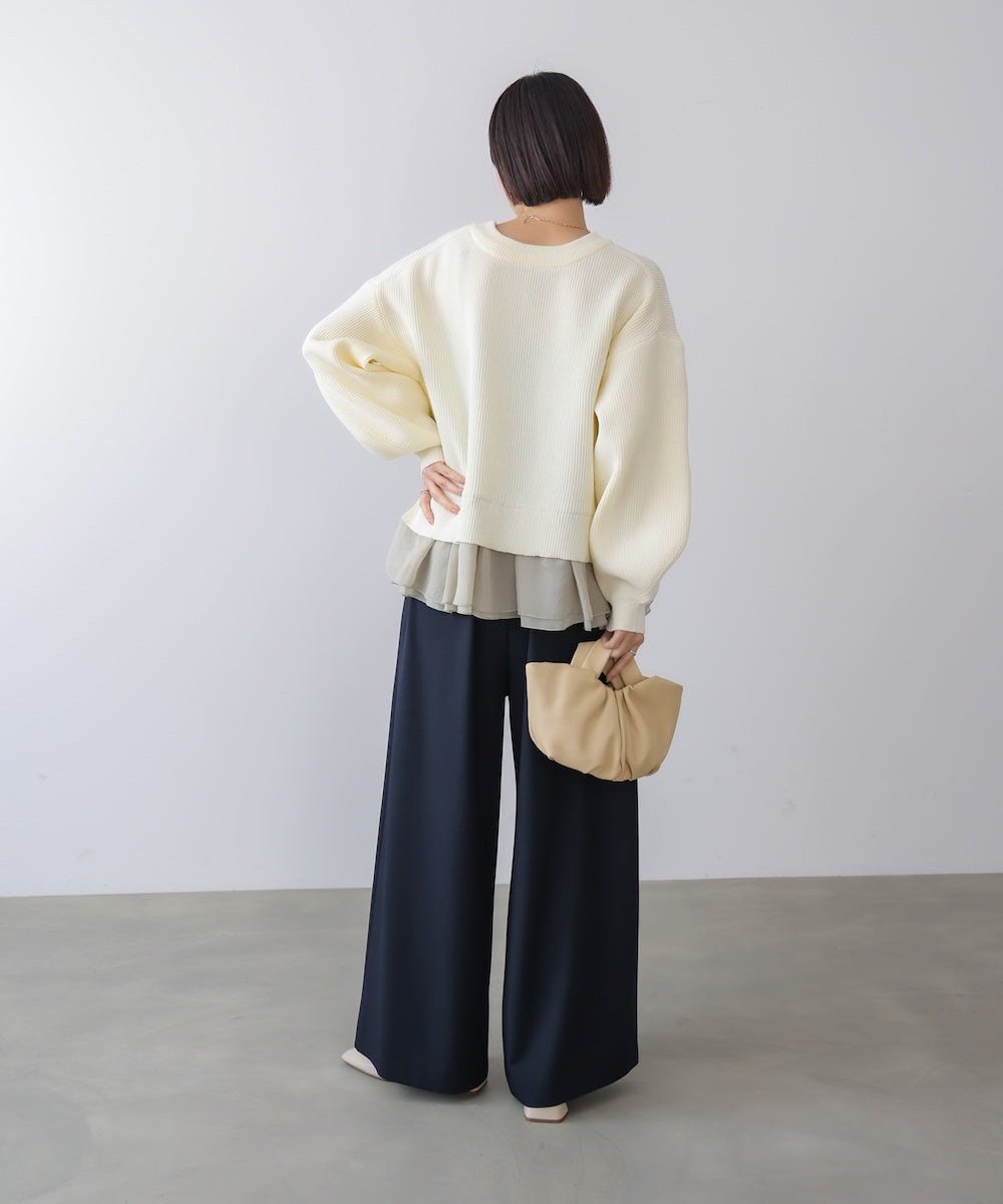 【WEB限定】軽量レイヤードニットプルオーバー