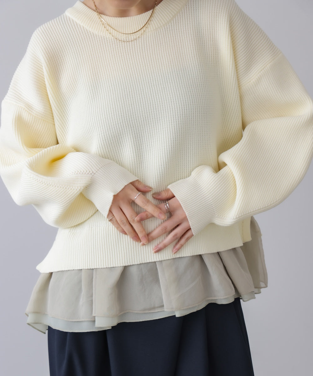 【WEB限定】軽量レイヤードニットプルオーバー