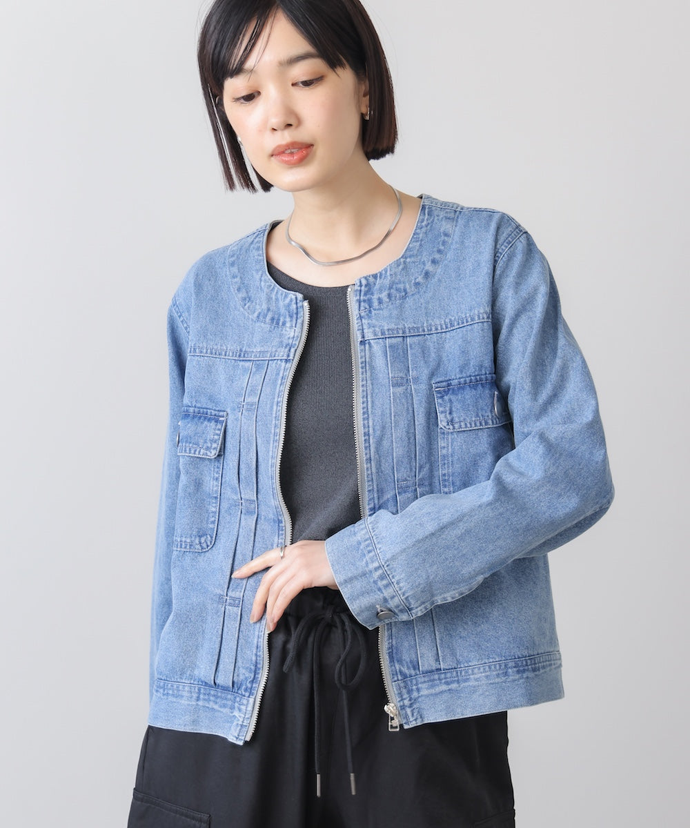 デニムノーカラージャケット