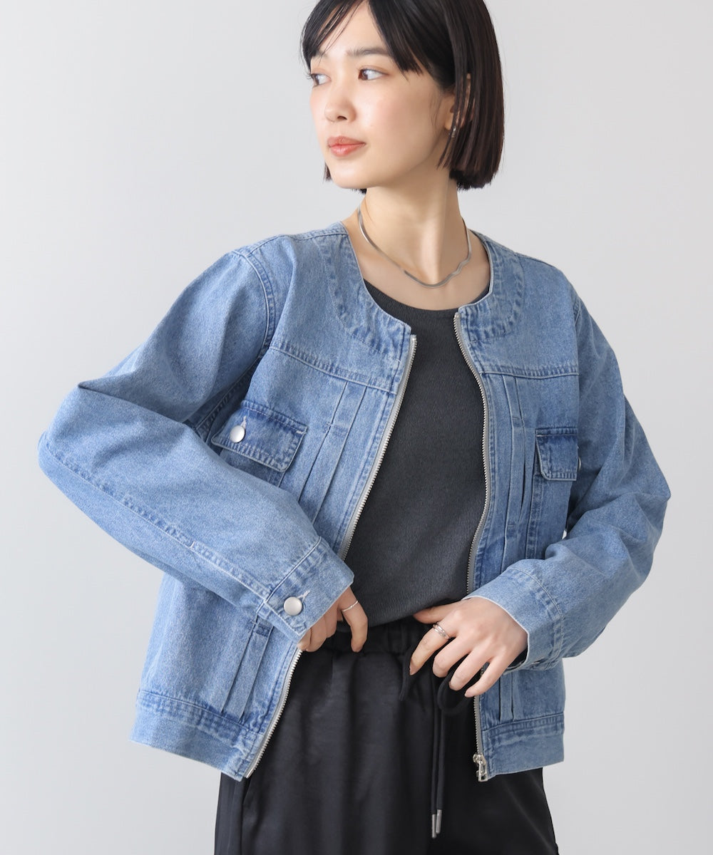 デニムノーカラージャケット