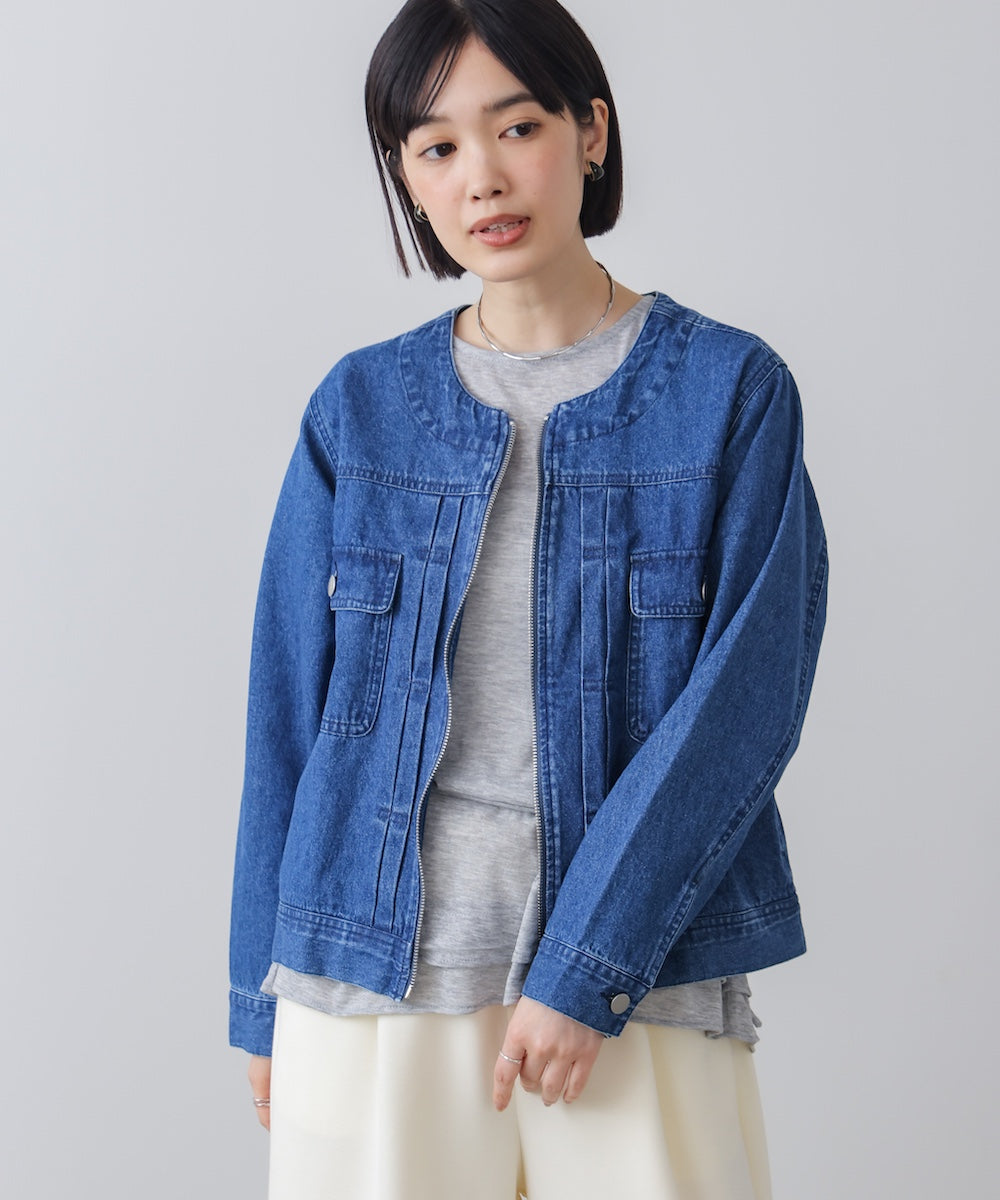 デニムノーカラージャケット