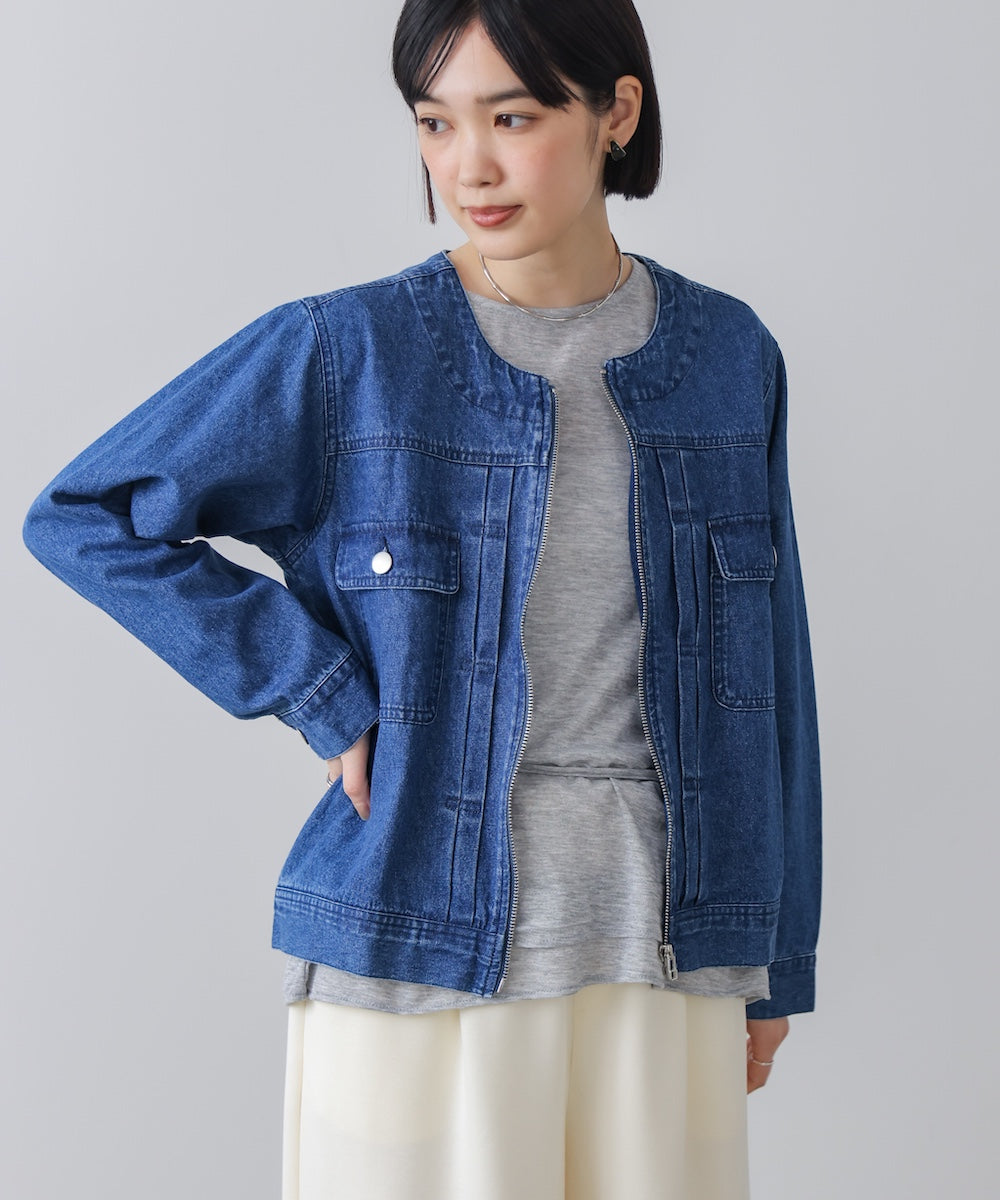 デニムノーカラージャケット
