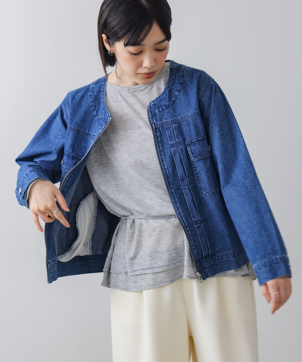 デニムノーカラージャケット
