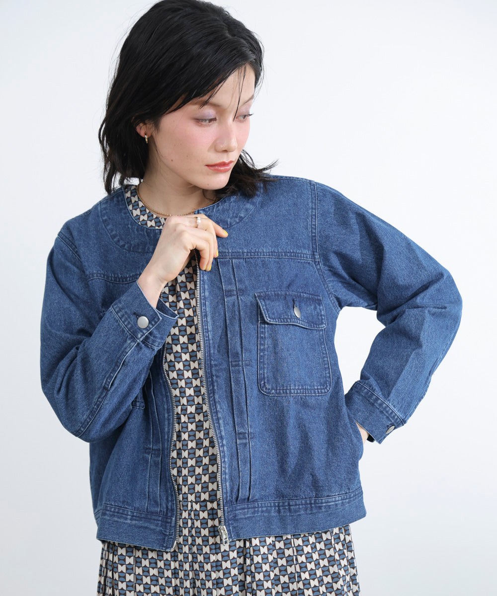 デニムノーカラージャケット