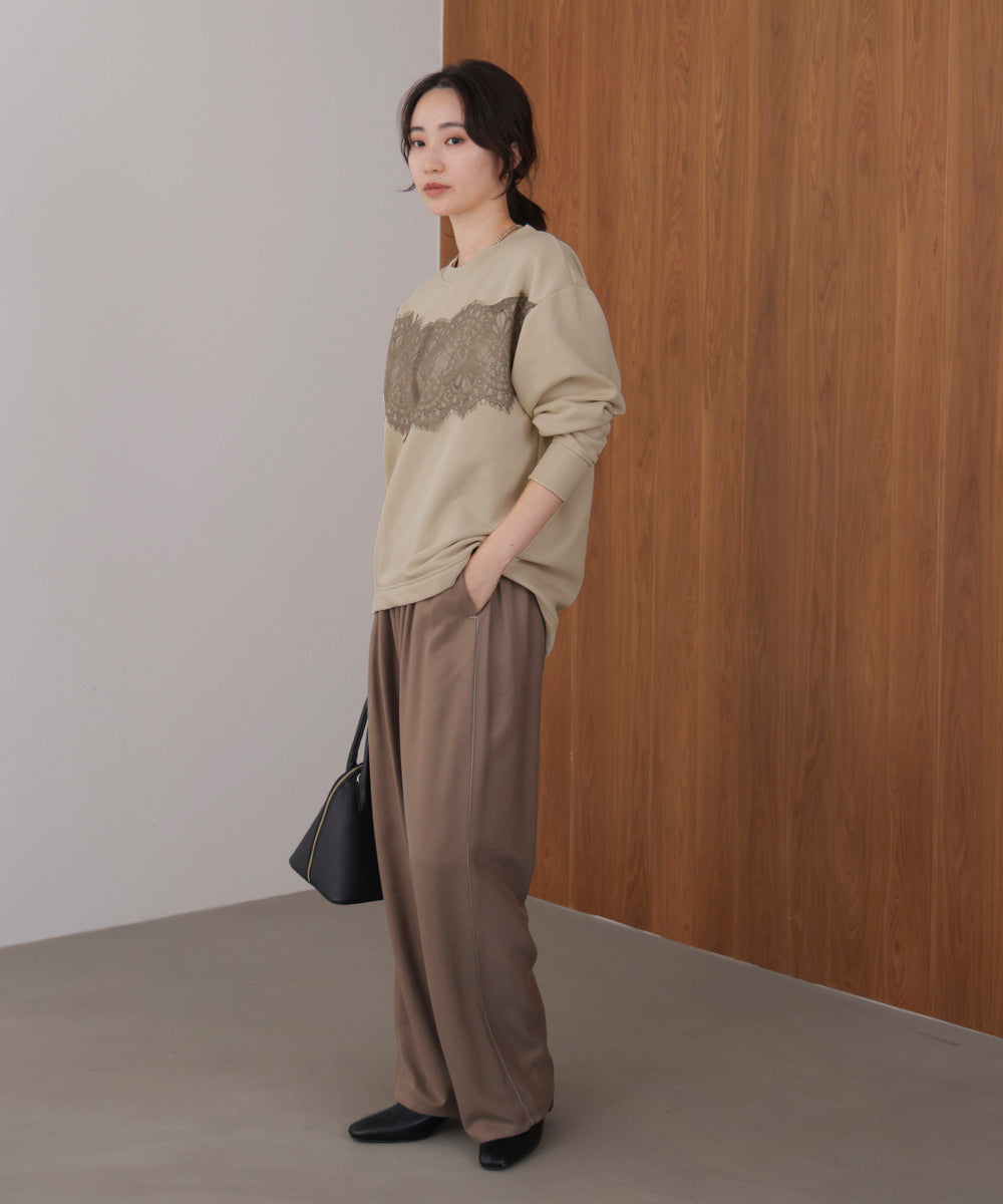 裏起毛レースラインプルオーバー