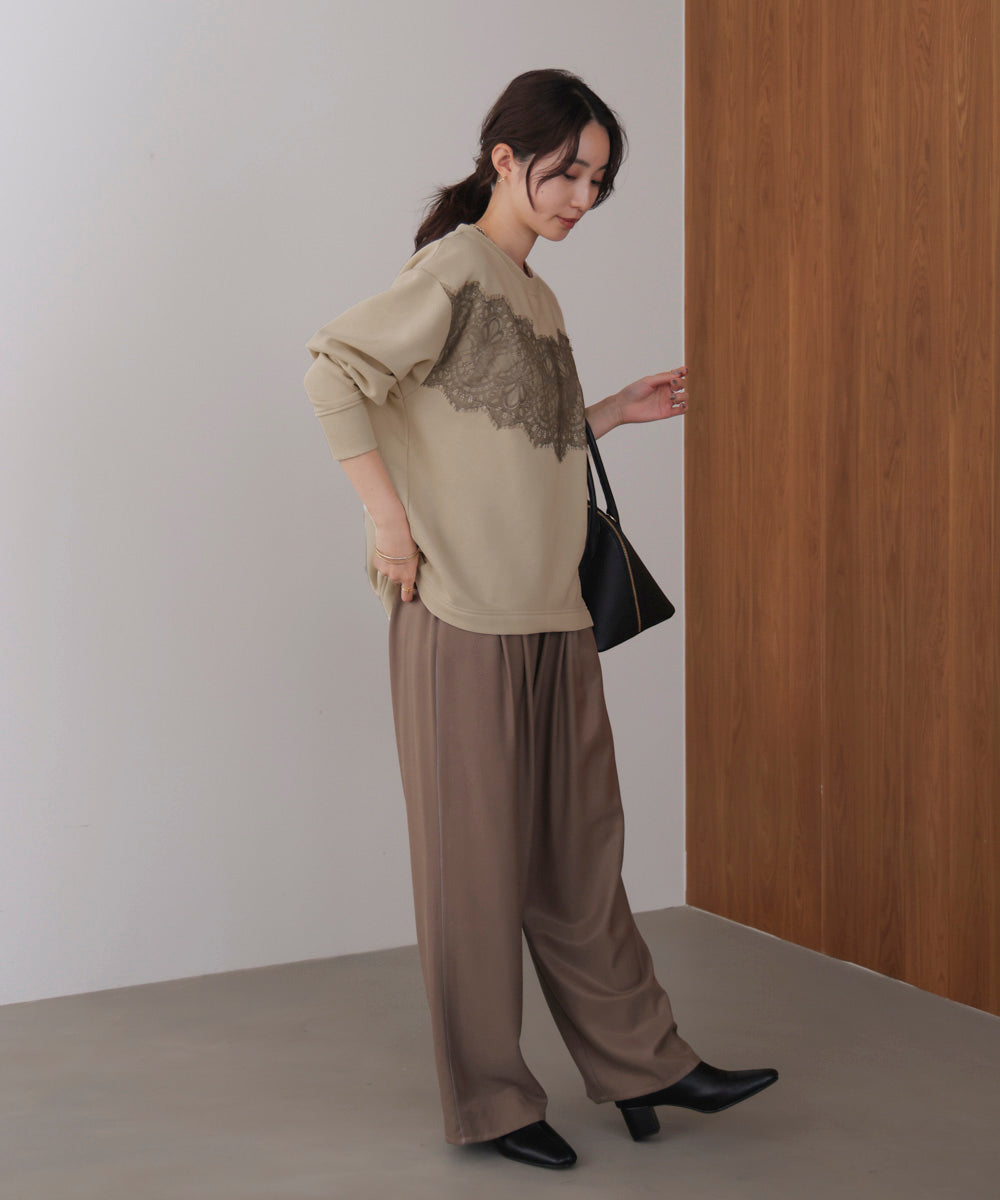 裏起毛レースラインプルオーバー