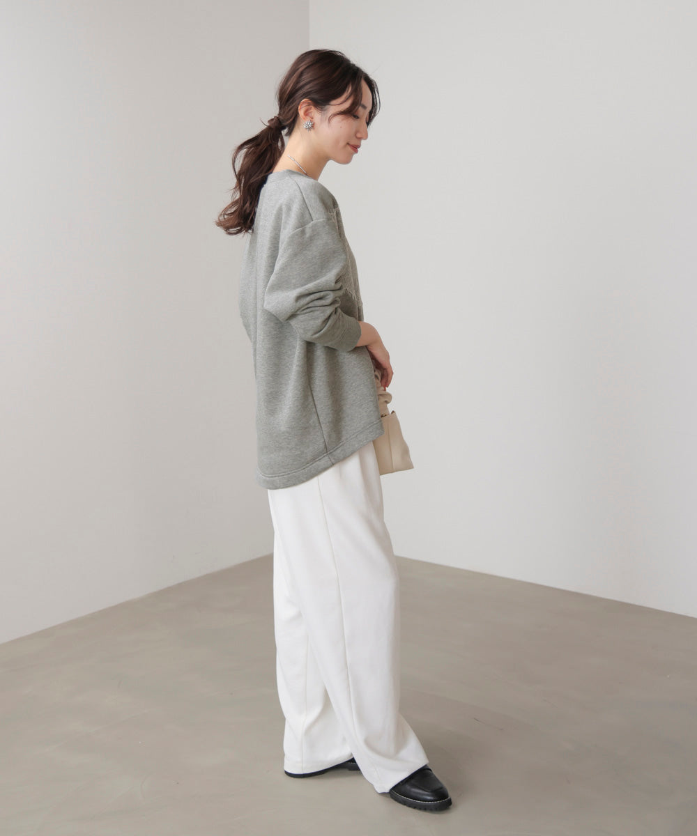 裏起毛レースラインプルオーバー