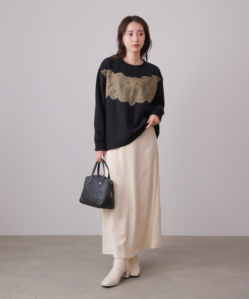 裏起毛レースラインプルオーバー