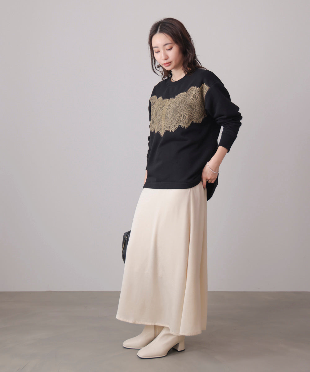 裏起毛レースラインプルオーバー