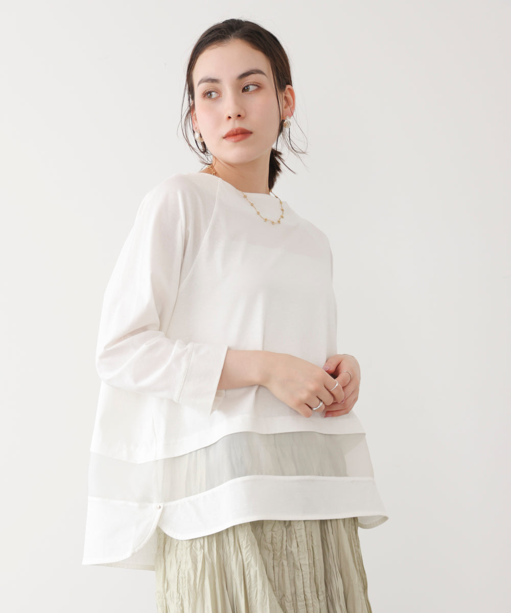 Wシルケットシアーラインプルオーバー