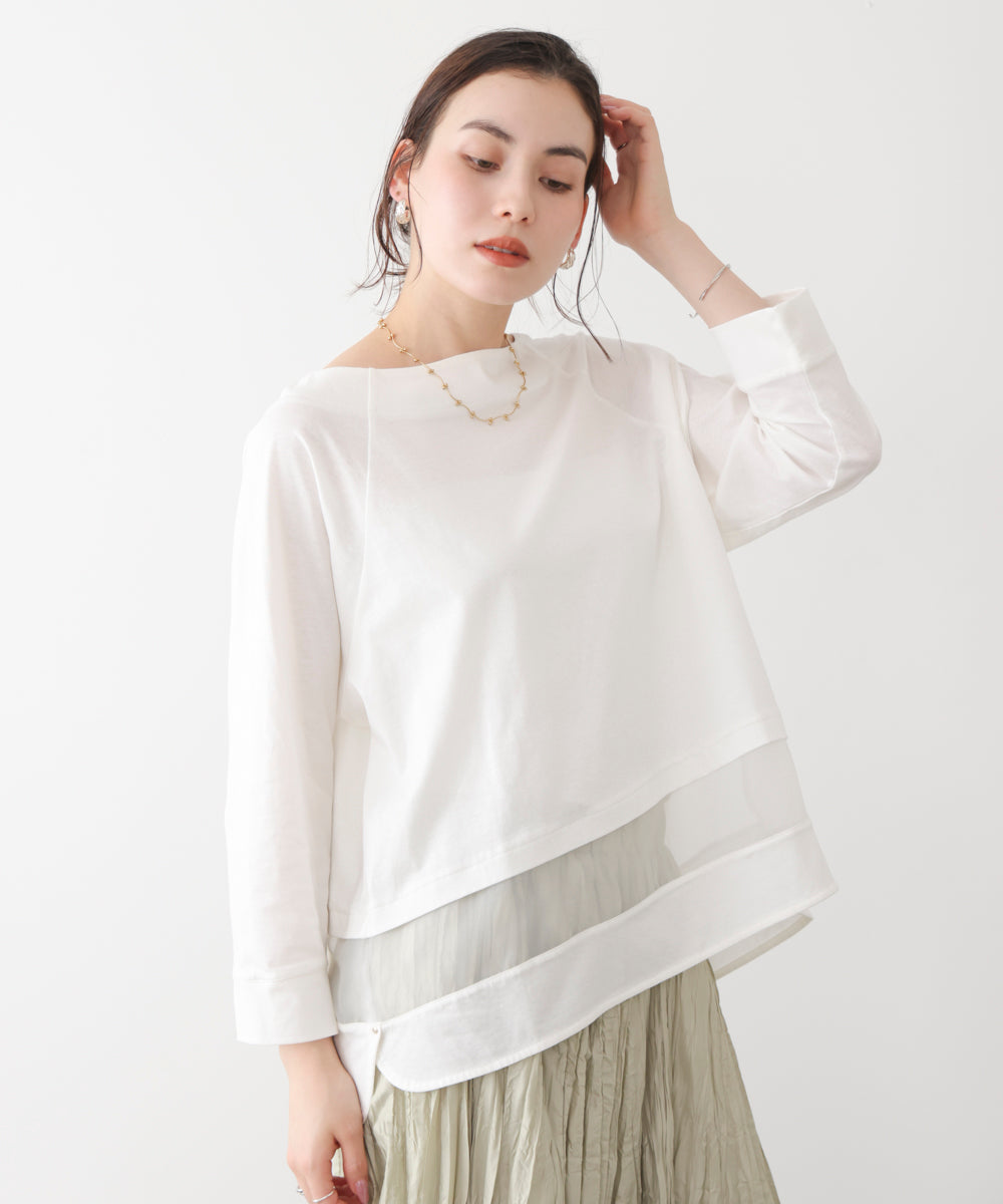 Wシルケットシアーラインプルオーバー