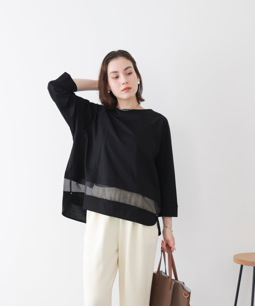 Wシルケットシアーラインプルオーバー