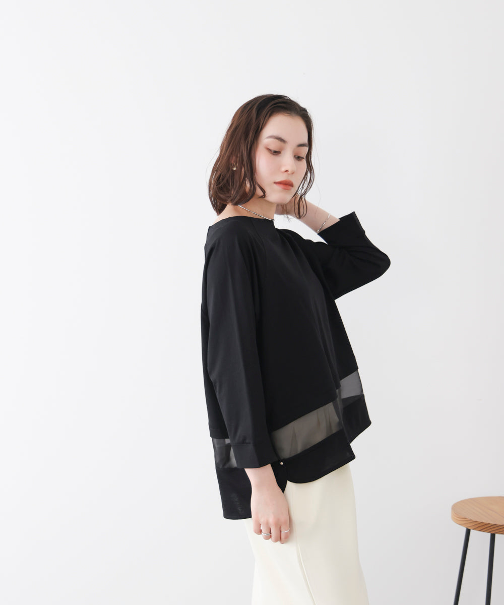 Wシルケットシアーラインプルオーバー