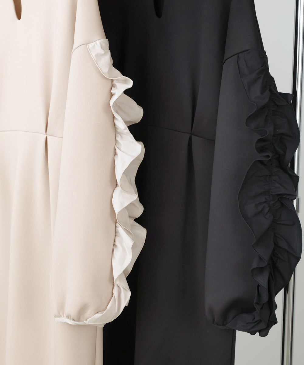 フリルスリーブポンチワンピース