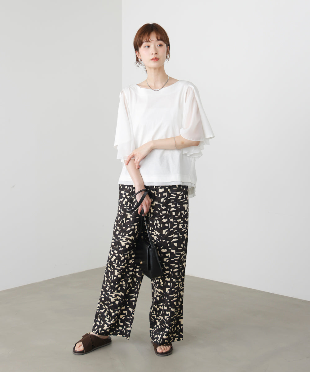 Wシルケットシフォンドッキングプルオーバー