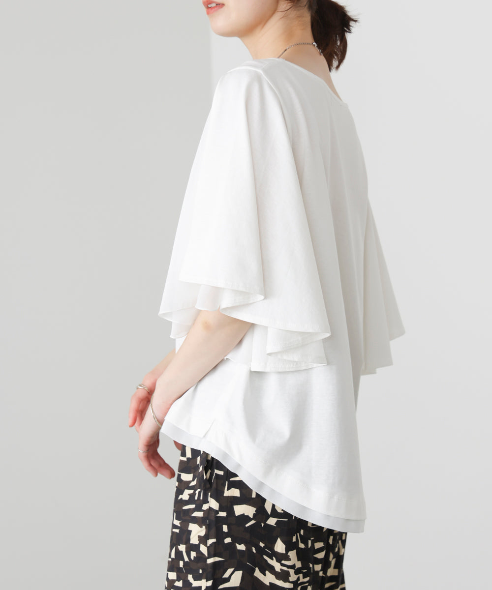 Wシルケットシフォンドッキングプルオーバー