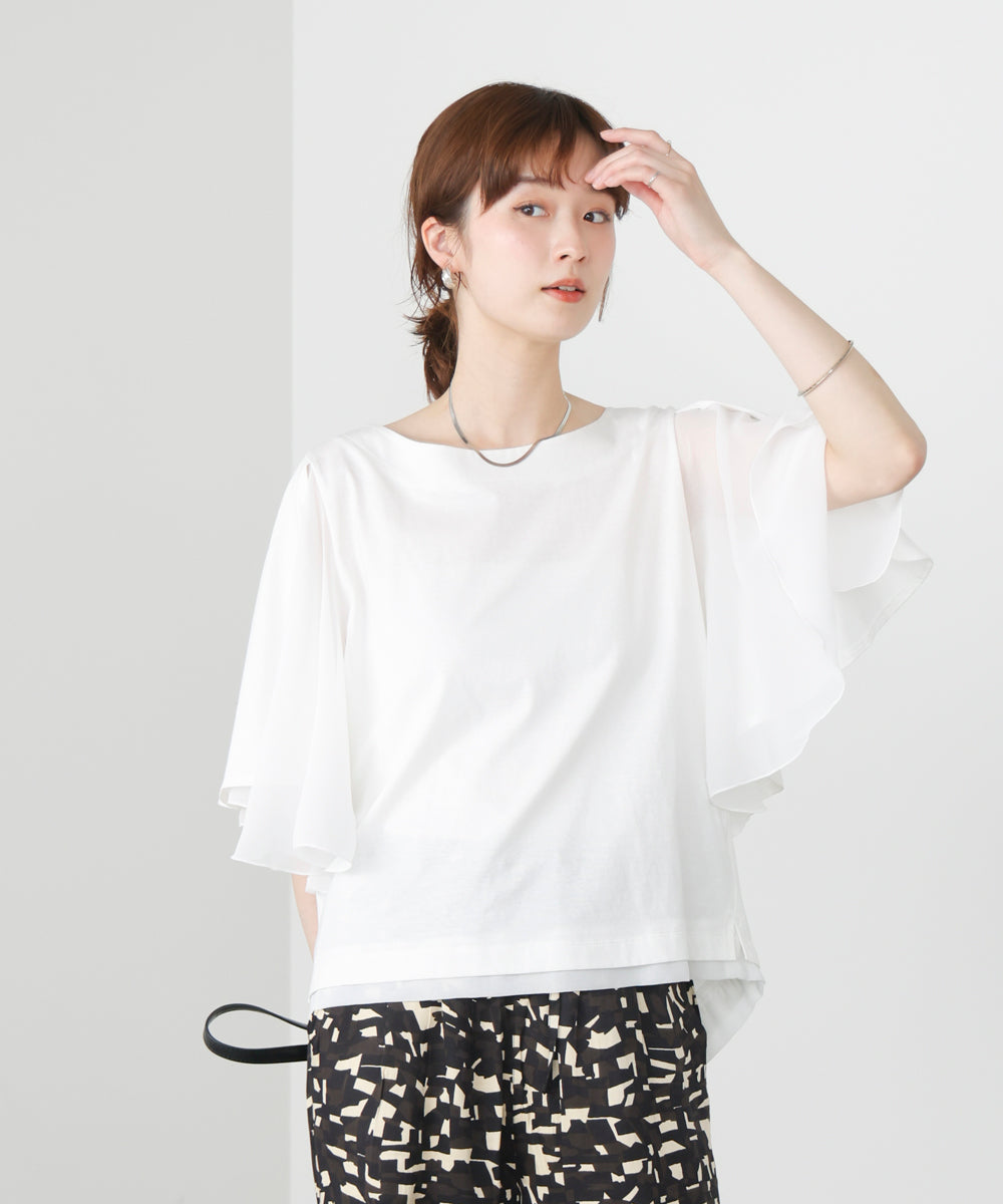 Wシルケットシフォンドッキングプルオーバー