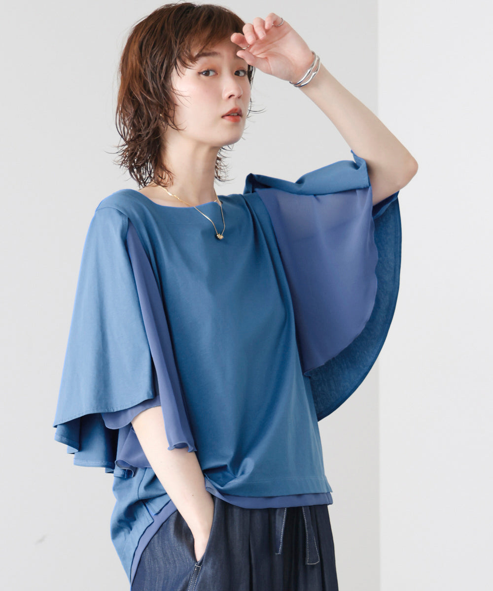 Wシルケットシフォンドッキングプルオーバー