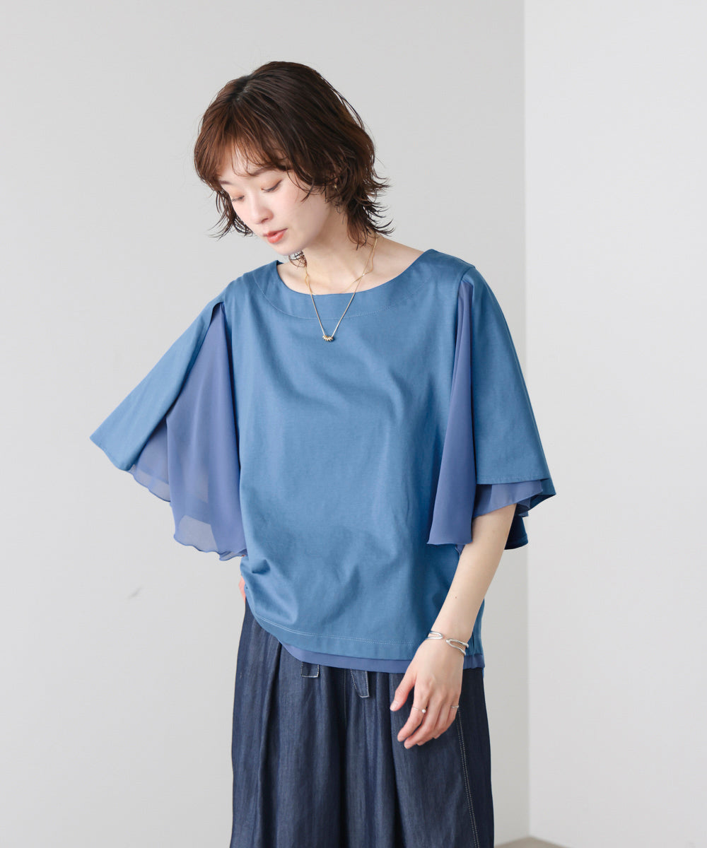 Wシルケットシフォンドッキングプルオーバー