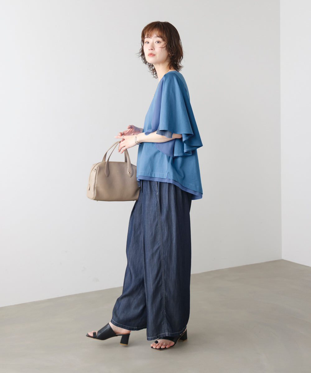 Wシルケットシフォンドッキングプルオーバー