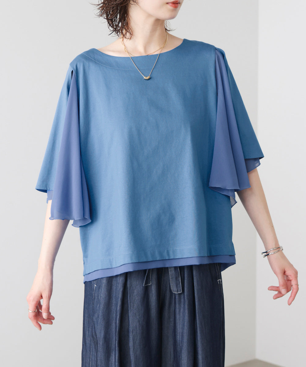 Wシルケットシフォンドッキングプルオーバー