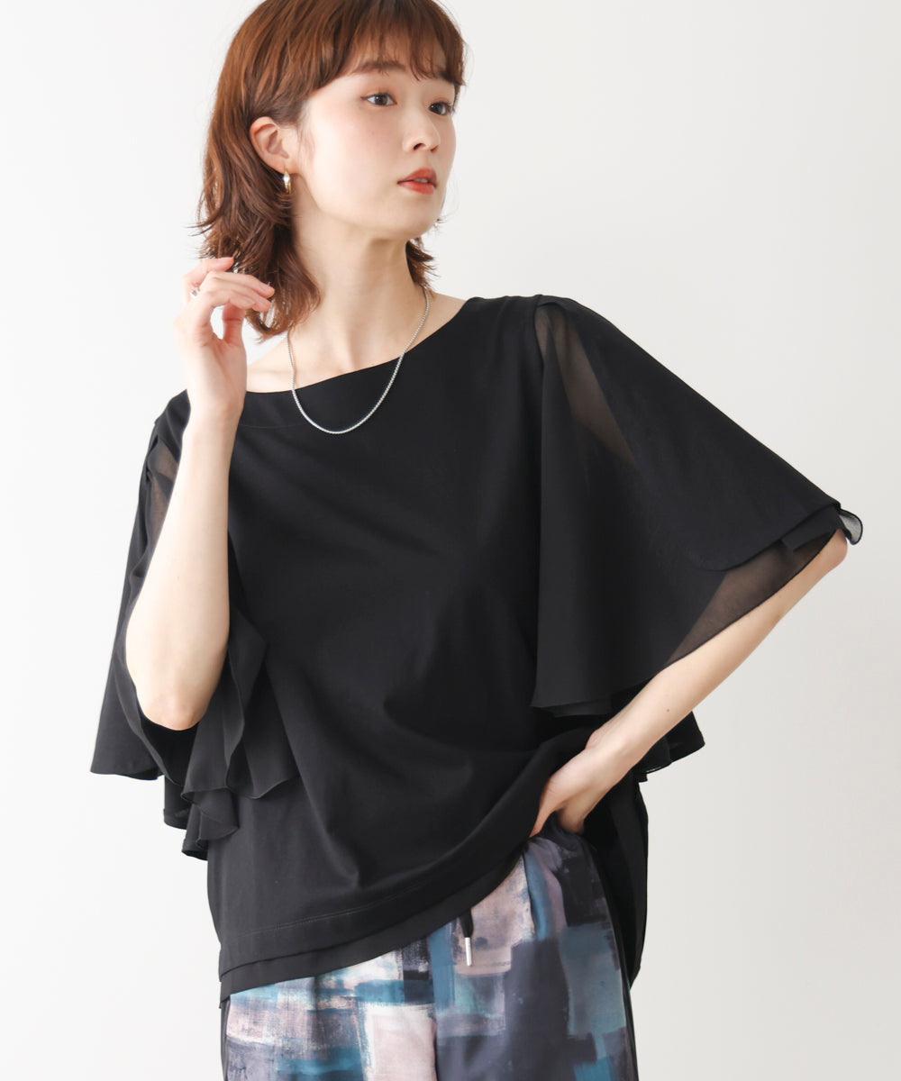 Wシルケットシフォンドッキングプルオーバー