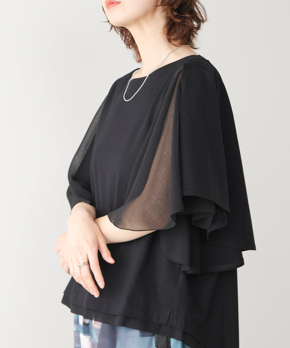 Wシルケットシフォンドッキングプルオーバー