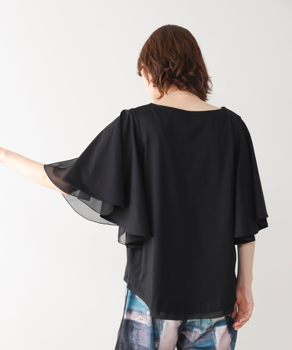 Wシルケットシフォンドッキングプルオーバー