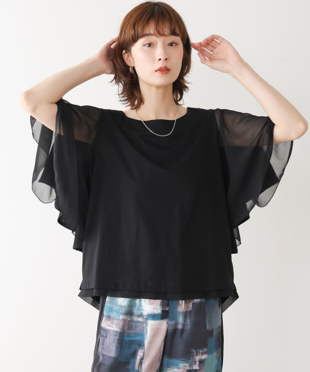 Wシルケットシフォンドッキングプルオーバー