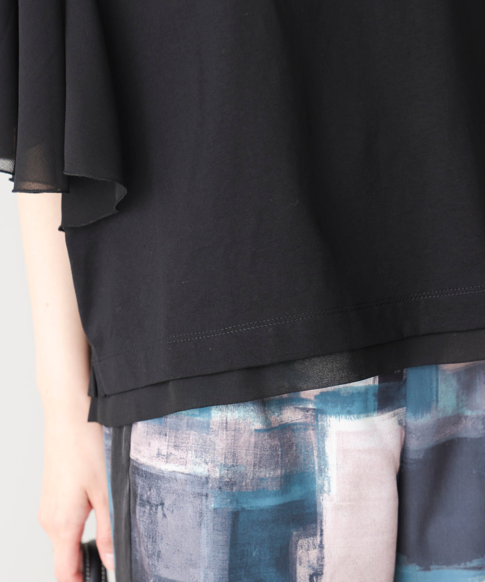 Wシルケットシフォンドッキングプルオーバー