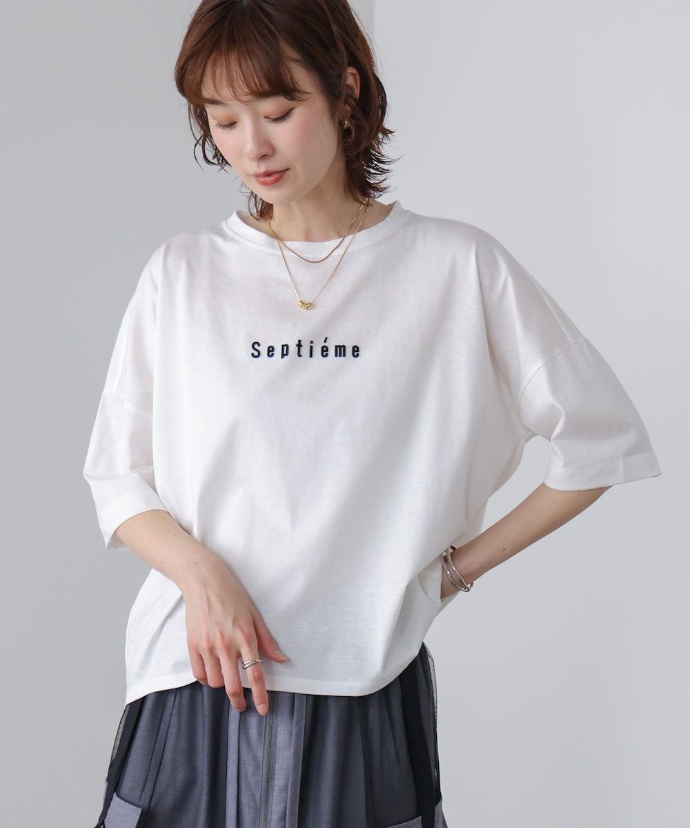 WシルケットバックシャイニーラインロゴT