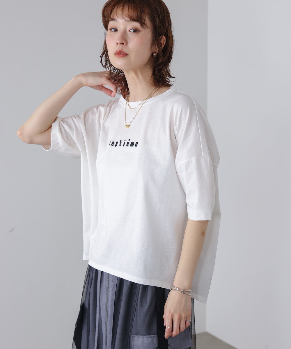 WシルケットバックシャイニーラインロゴT